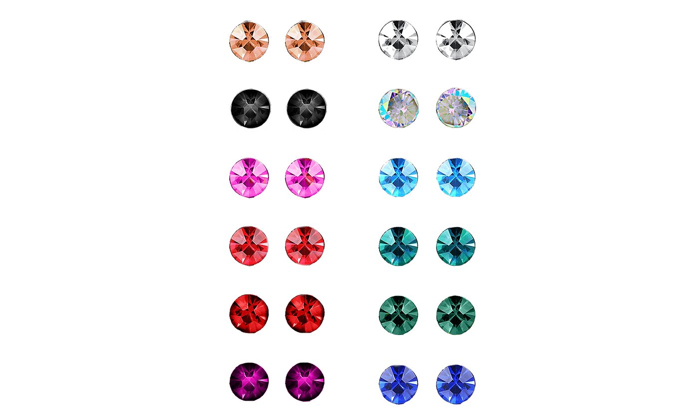 Silvertone-Plated Birthstone Stud Earrings (12-Pair), Earring, Riakoob Jewelry, Riakoob Jewelry jewelryjewelry deals, swarovski crystal jewelry, groupon jewelry,, jewelry for mom,