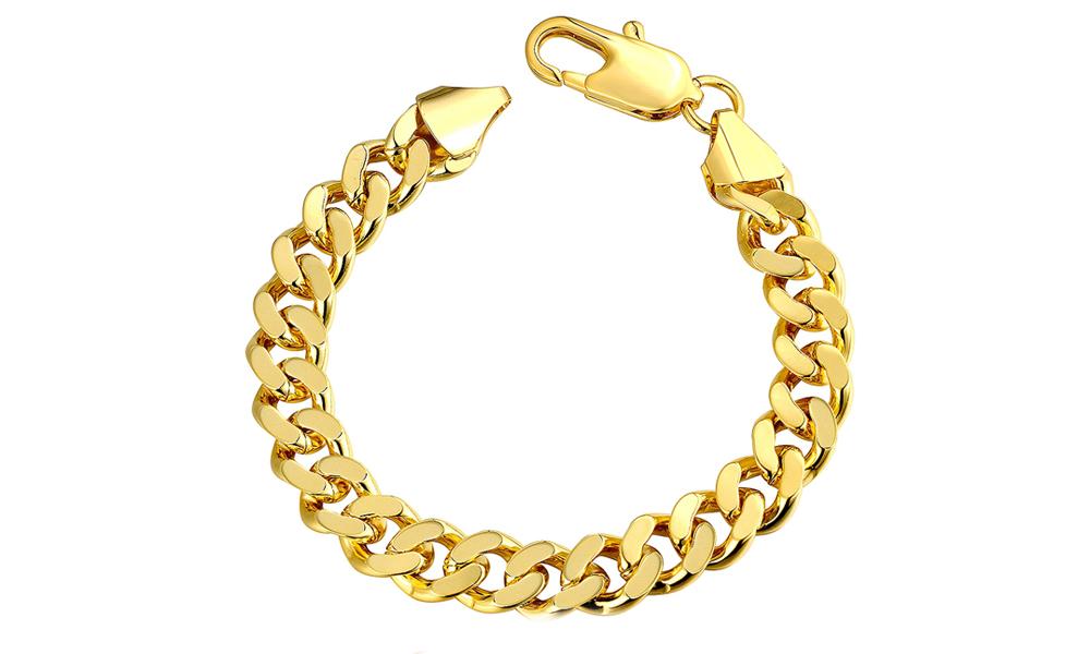 Class Curb Bracelet in 7.5" in Goldtone, Bracelet, Riakoob Jewelry, Riakoob Jewelry jewelryjewelry deals, swarovski crystal jewelry, groupon jewelry,, jewelry for mom,