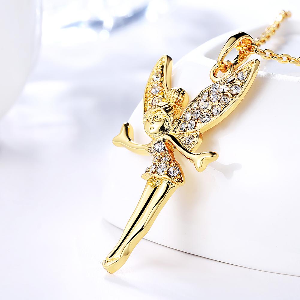 Luxe Elements Pav'e Angel Pendant Necklace in 14K Rose Gold Tone ITALY Design