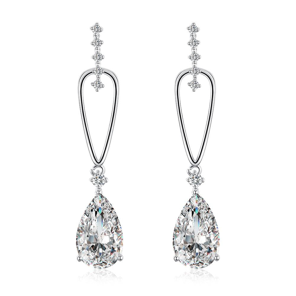 Pear Shaped Swarovski Crystal Dangling Earrings Set in Silvertone, Earring, Riakoob Jewelry, Riakoob Jewelry fashion jewelry, cheap jewelry, jewelry for mom,