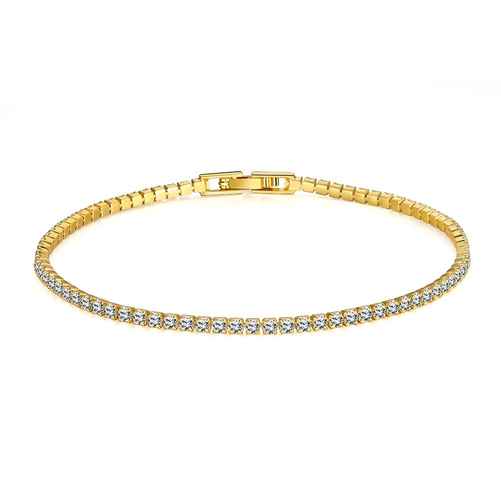 6.00 CT White Topaz Swarovski Crystal 3mm Classic Round Tennis Bracelet - Gold, Bracelet, Riakoob Jewelry, Riakoob Jewelry jewelryjewelry deals, swarovski crystal jewelry, groupon jewelry,, jewelry for mom,