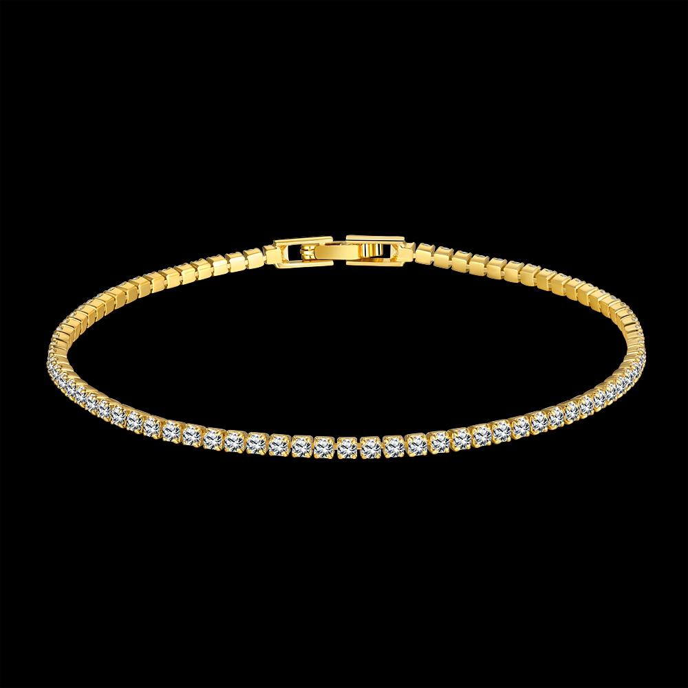 Tennis Necklace and Bracelet Set made With Luxe Crystals with Luxe Box - Goldtone ITALY Design