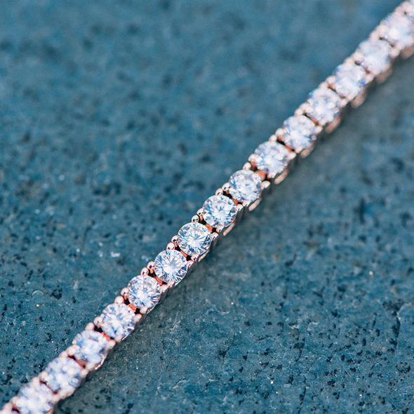 10Ct Tennis Bracelet + Halo Earring+ Necklace With Crystals - 5 Piece Set with Luxe Box - RoseGoldtone Gold ITALY Design