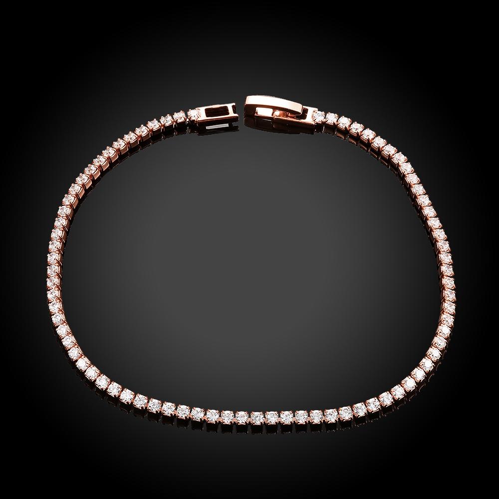 10Ct Tennis Bracelet + Halo Earring+ Necklace With Crystals - 5 Piece Set with Luxe Box - RoseGoldtone Gold ITALY Design