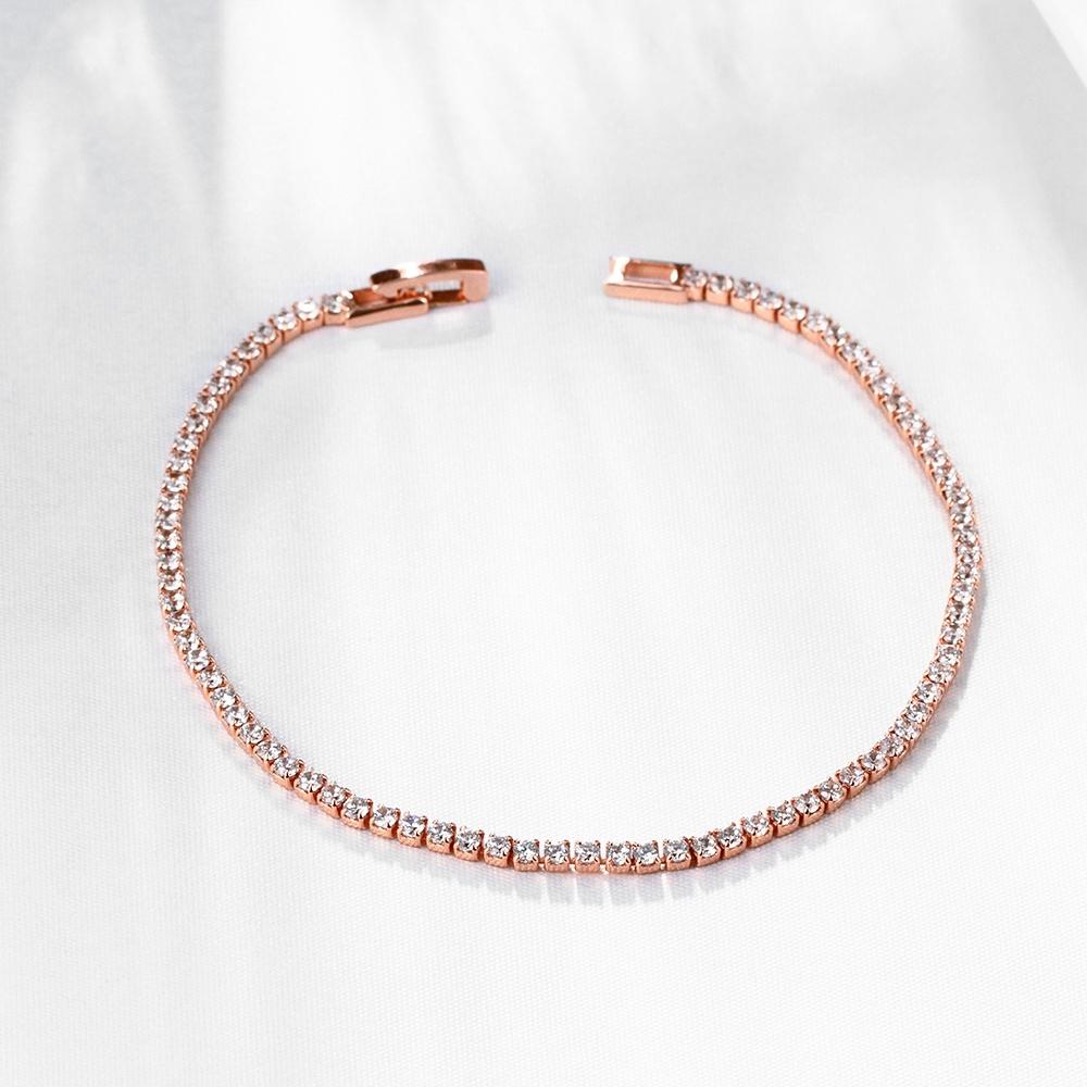 10Ct Tennis Bracelet + Halo Earring+ Necklace With Crystals - 5 Piece Set with Luxe Box - RoseGoldtone Gold ITALY Design