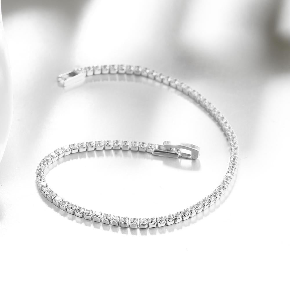 Tennis Necklace and Bracelet Set made With Luxe Crystals with Luxe Box - 18K White ITALY Design