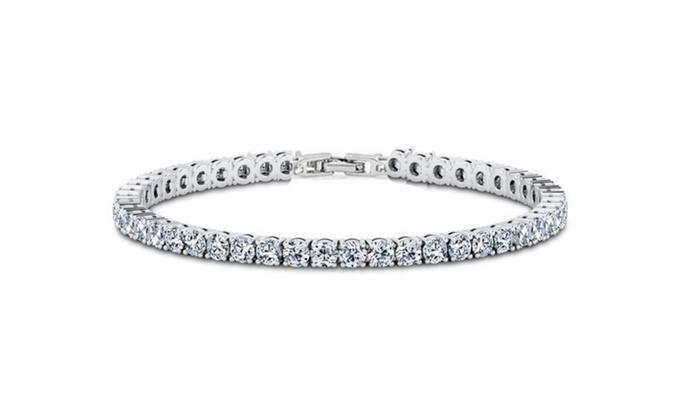 6.00 CT White Topaz Swarovski Crystal 3mm Classic Round Tennis Bracelet - Silver, Bracelet, Riakoob Jewelry, Riakoob Jewelry jewelryjewelry deals, swarovski crystal jewelry, groupon jewelry,, jewelry for mom,
