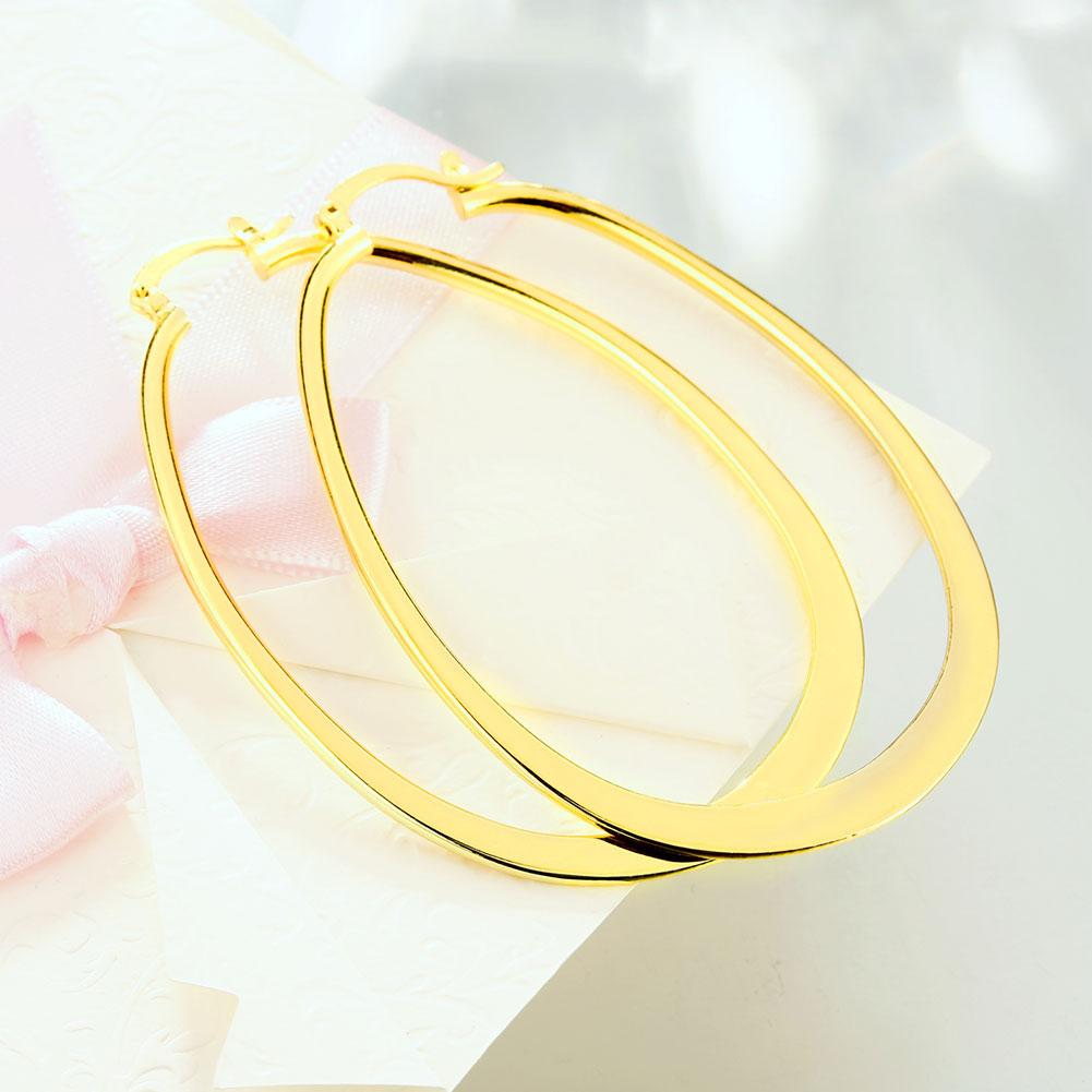 3" Oval Hoop French Lock Earrings in Goldtone, Hoop Earring, Riakoob Jewelry, Riakoob Jewelry jewelryjewelry deals, swarovski crystal jewelry, groupon jewelry,, jewelry for mom,