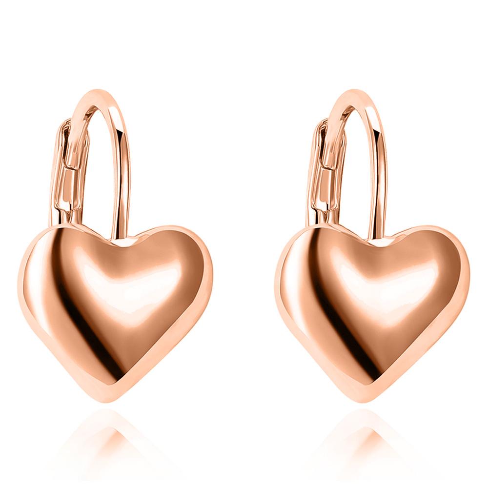 Rosegoldtone Classic Heart Huggie Earrings ITALY Design