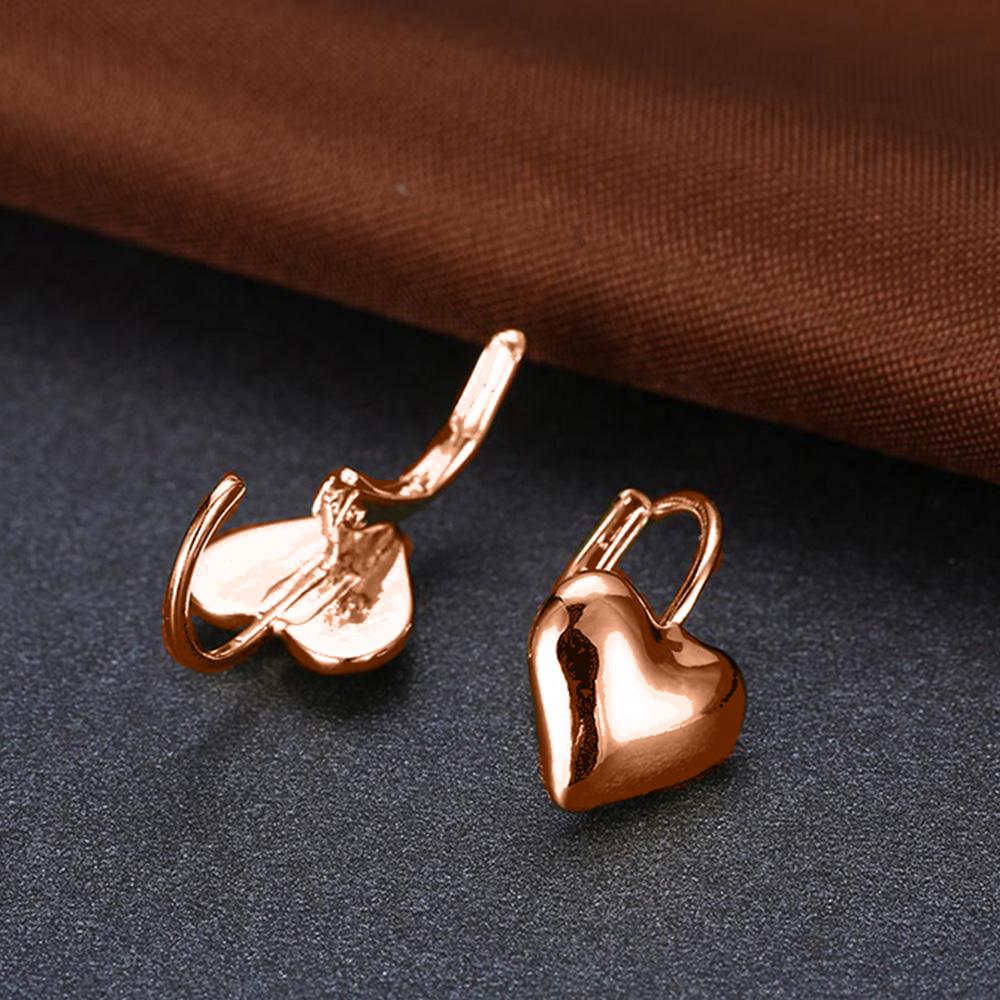 Rosegoldtone Classic Heart Huggie Earrings ITALY Design