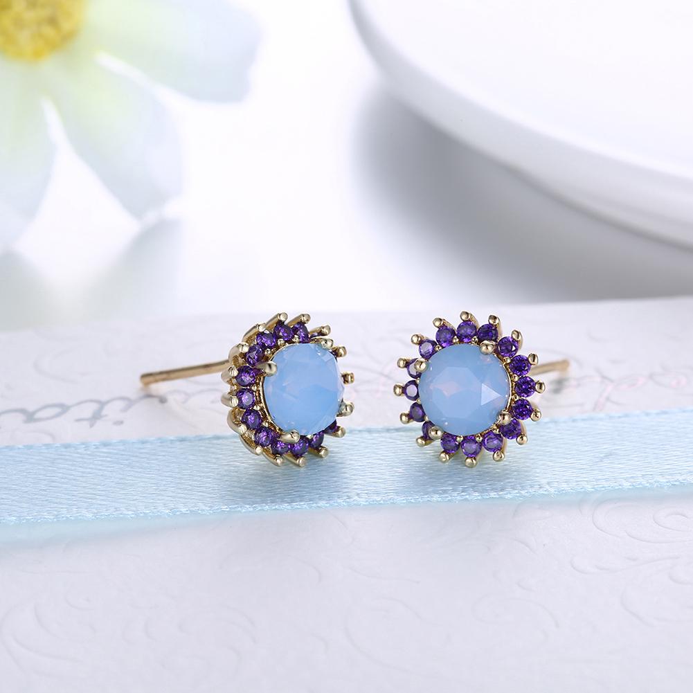 Oceanic Opal Blossoming Stud Earrings in Goldtone