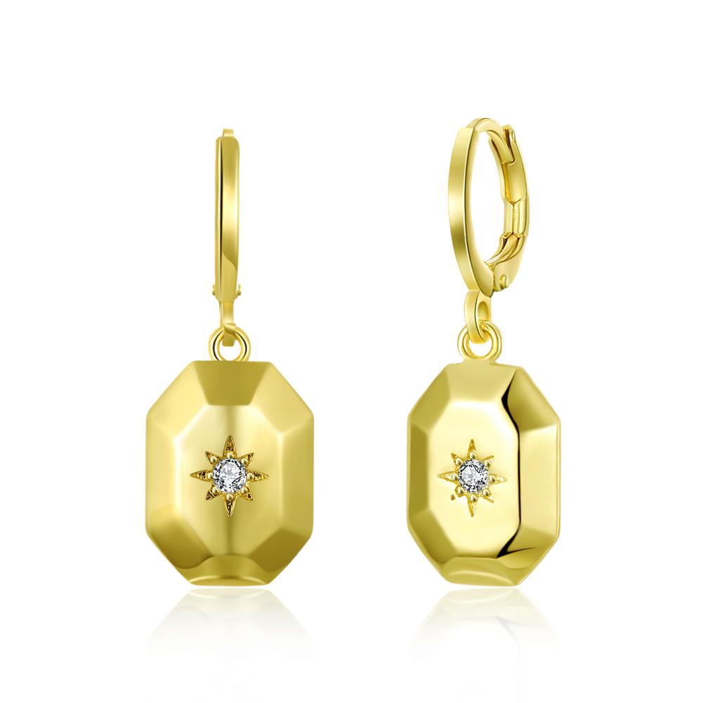 Rectangle Drop Earrings in Goldtone