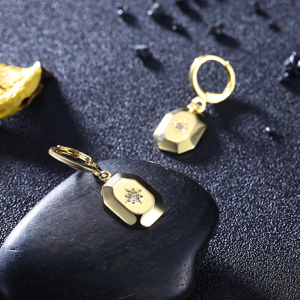 Rectangle Drop Earrings in Goldtone