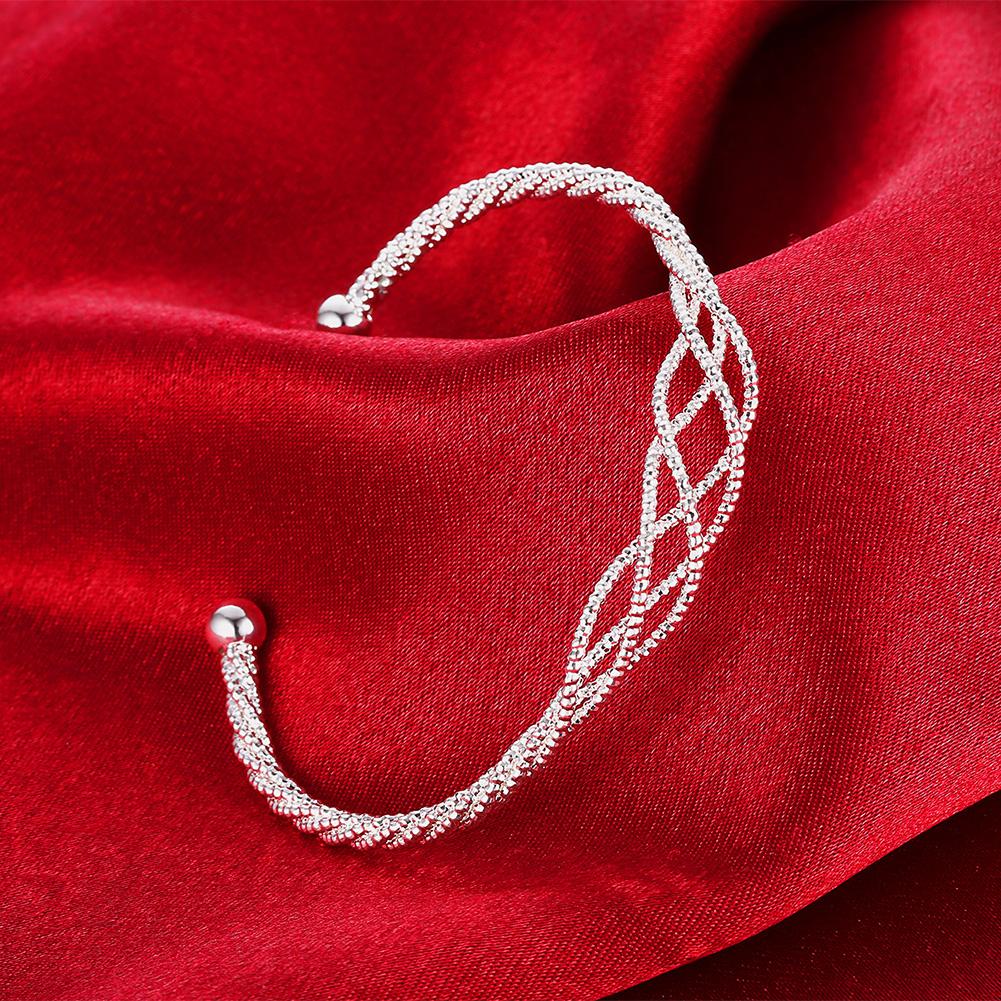 Silver Plated Intertwined Honeycomb Matrix Women's Bangle