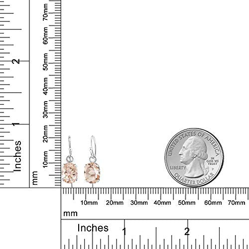 2.60 CTTW Morganite Elements Oval Cut Dangling Earrings in 14K White Gold Tone