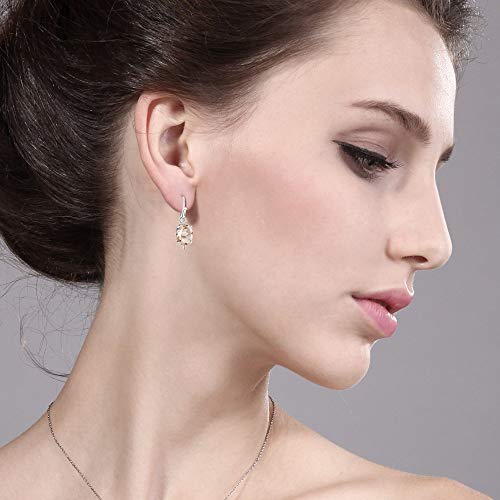 2.60 CTTW Morganite Elements Oval Cut Dangling Earrings in 14K White Gold Tone