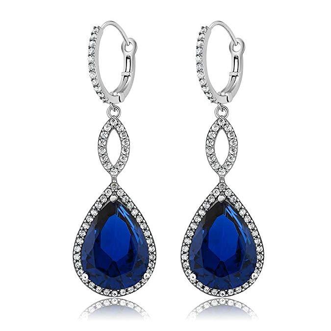 3.55 CTTW Pear Cut Gemstone Infinity Drop Earrings Made with Swarovski Elements, , Riakoob Jewelry, Riakoob Jewelry jewelryjewelry deals, swarovski crystal jewelry, groupon jewelry,, jewelry for mom,