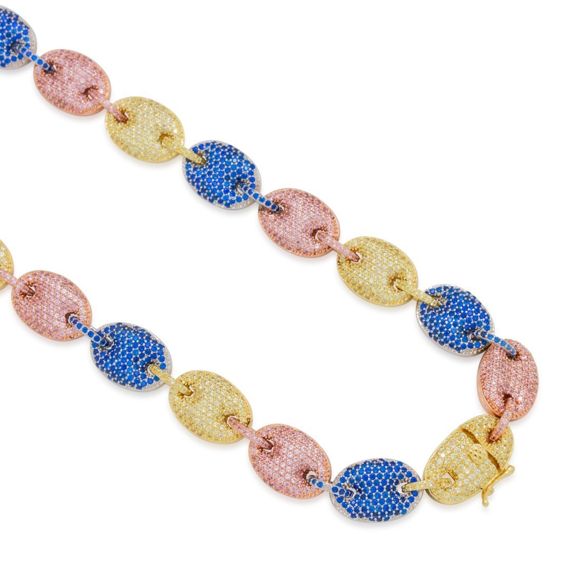 Pave Gucci Link Mariner Tri Color 16" Choker Necklace in Goldtone