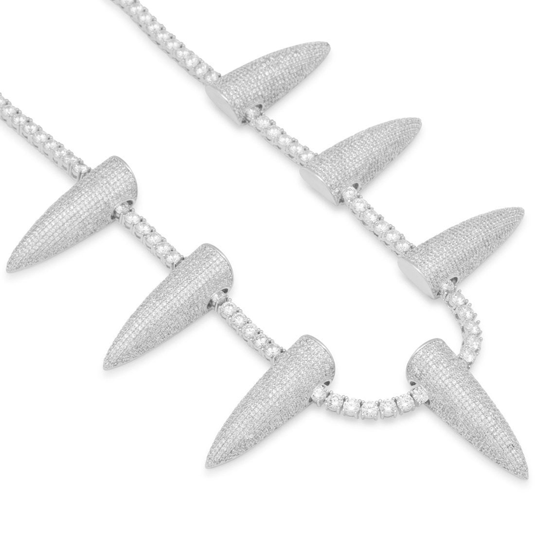 Pave Spike Necklace Embellished with Crystals in Silvertone