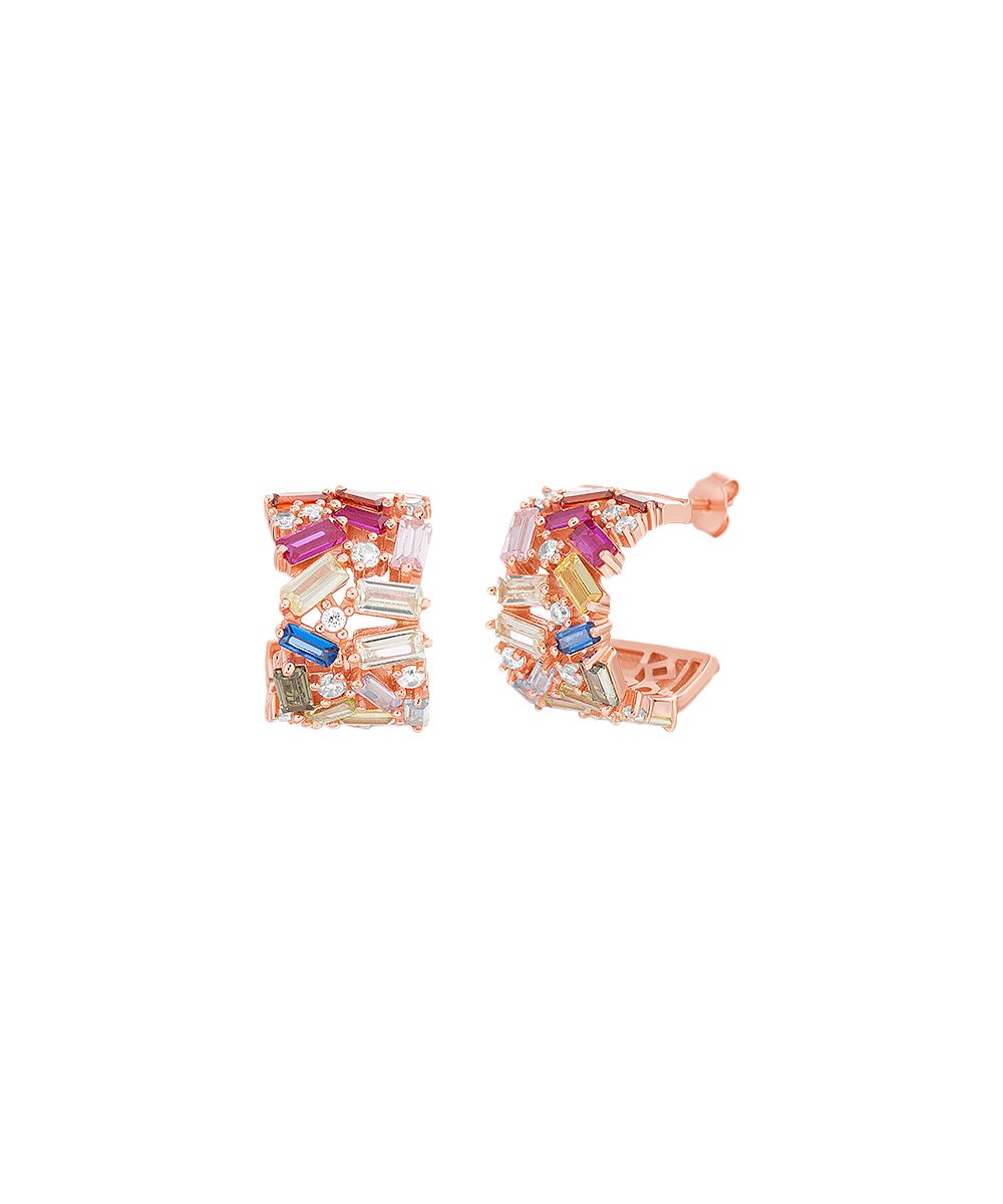 Pave Baugette Cuff Stud Earring Embellished with Crystals in Rosegoldtone