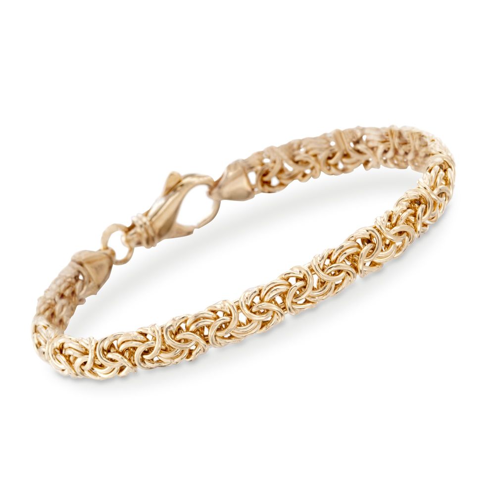 Sleek Goldtone Tone Classic Italian Byzantine Anklet