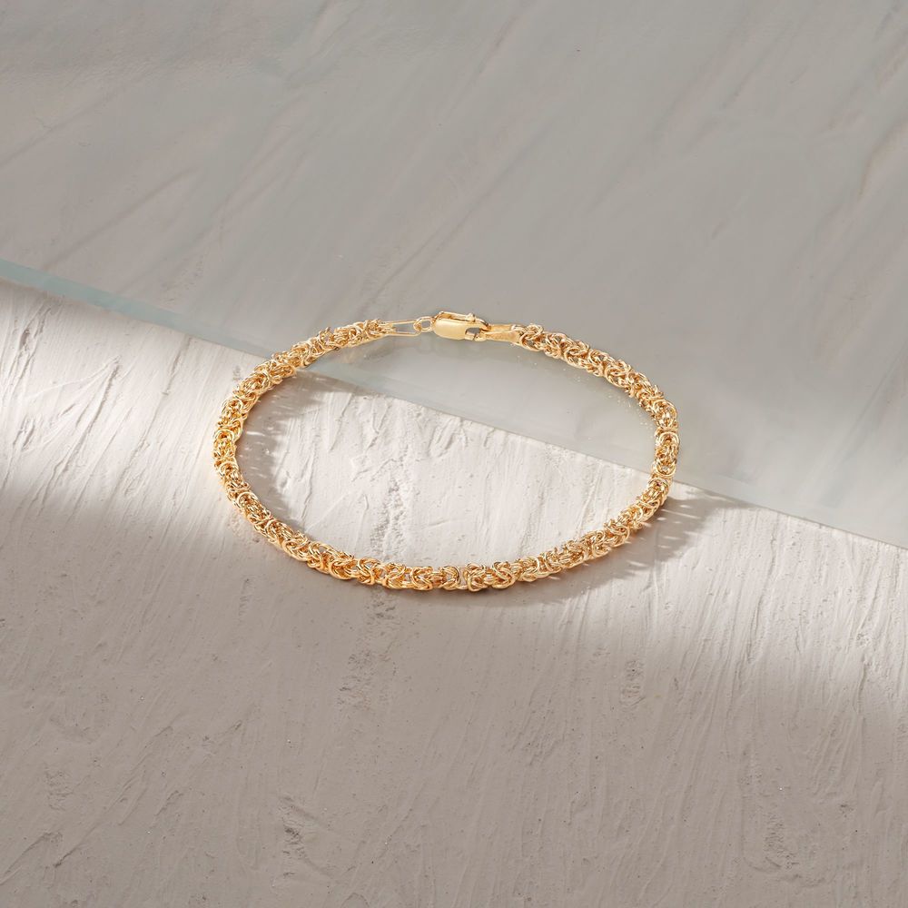 Sleek & Classic French Design Goldtone Tone Byzantine Anklet