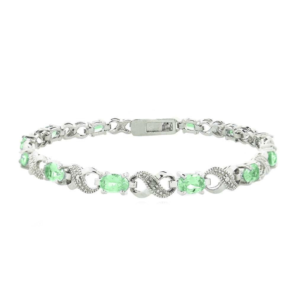 Vivid Luxe Oval Cut Multi-Stoned Infinity Design Silver Plated Bracelet - Multiple Options ITALY Design