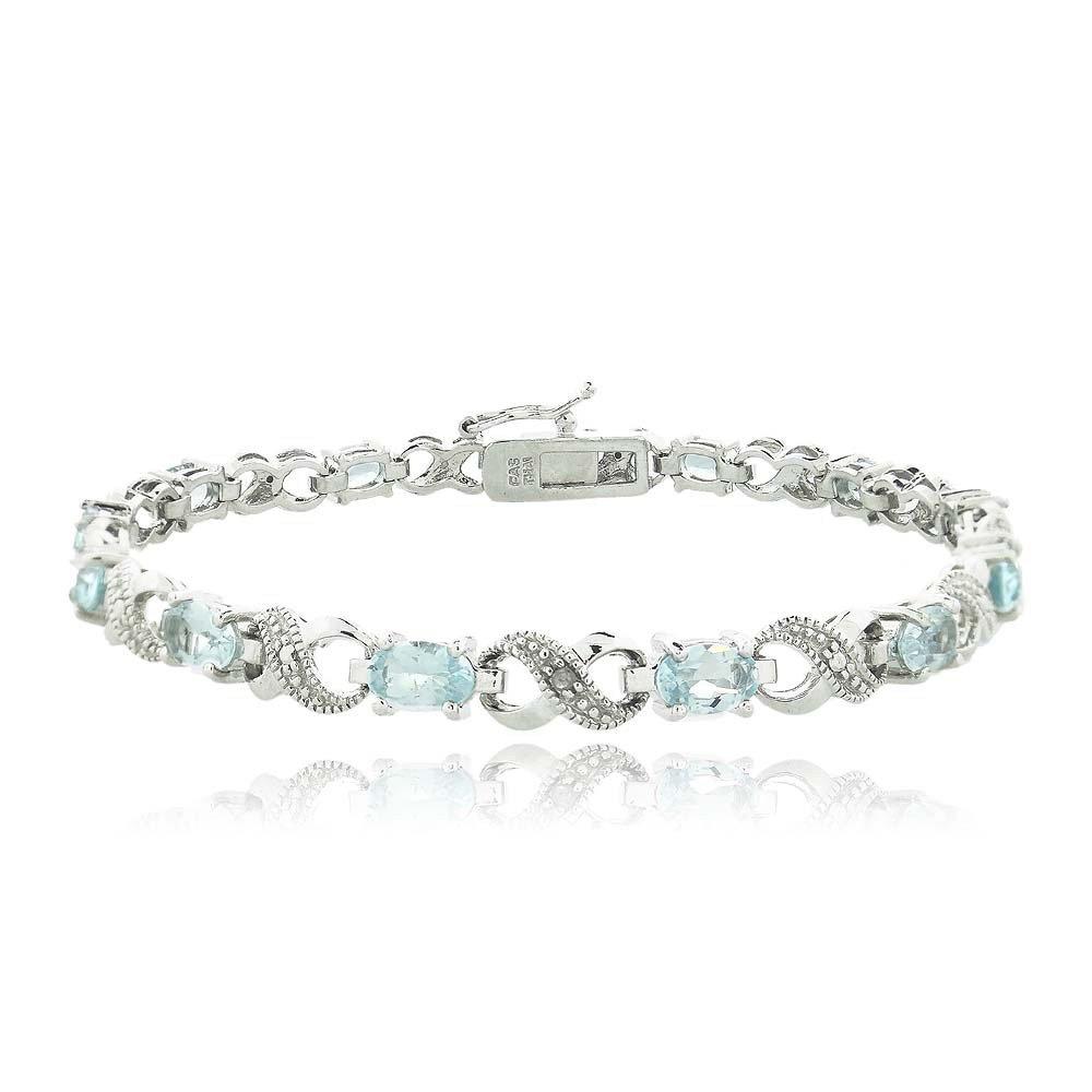 Oval Cut 6.00 CTTW Gemstone Infinity Shaped Bracelet in Silvertone Tone - 5 Options