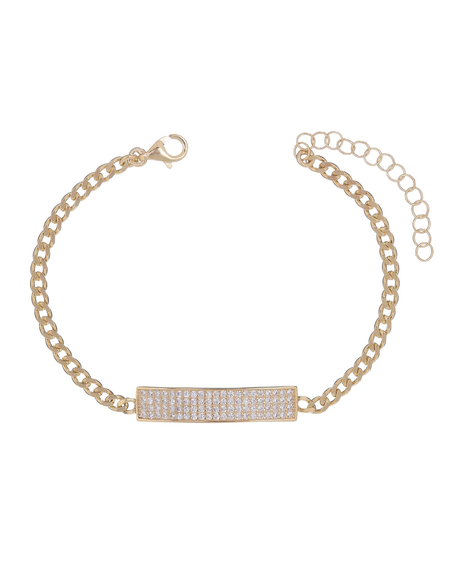 Pave White Topaz Chain Bracelet 7.8" +2" Embellished with Crystals in Rosegoldtone
