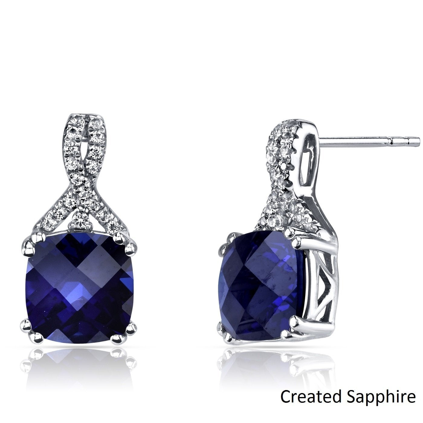 2.00 CT Cushion Cut Sapphire Stud Earring in Silvertone, Earring, Riakoob Jewelry, Riakoob Jewelry jewelryjewelry deals, swarovski crystal jewelry, groupon jewelry,, jewelry for mom,