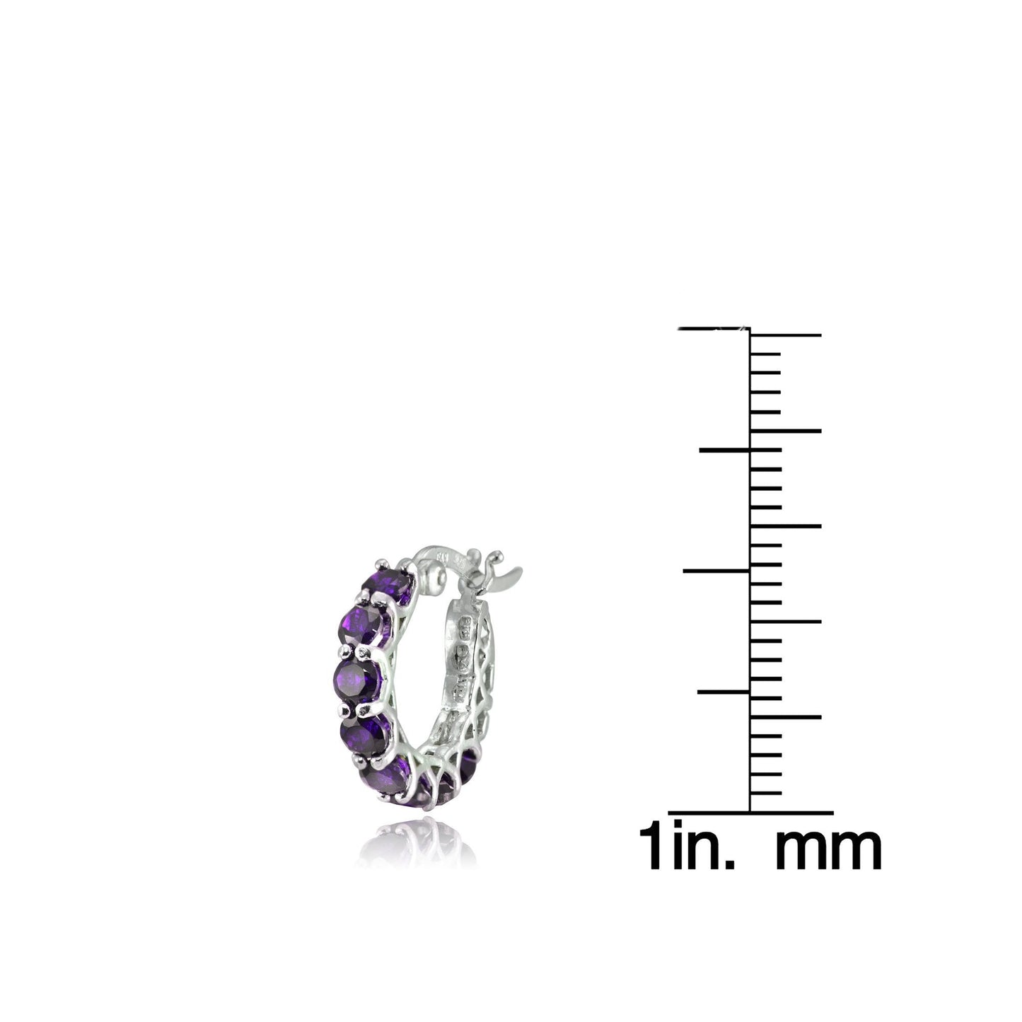 4.00 CT Amethyst Gemstone 1" French Lock Hoop Earringin Silvertone, Earring, Riakoob Jewelry, Riakoob Jewelry jewelryjewelry deals, swarovski crystal jewelry, groupon jewelry,, jewelry for mom,