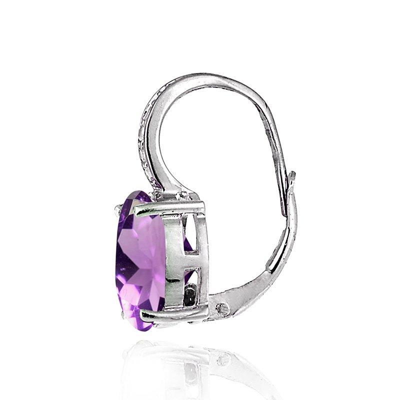 1.50 Ct Oval Cut Amethyst with Pave crystals Stud Earringin Silvertone, Earring, Riakoob Jewelry, Riakoob Jewelry jewelryjewelry deals, swarovski crystal jewelry, groupon jewelry,, jewelry for mom,