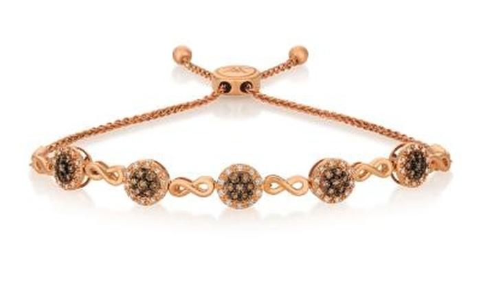 Chocolate Toned Swarovski Bar Bracelet in 14K Rose Gold Tone (Options Available), , Riakoob Jewelry, Riakoob Jewelry jewelryjewelry deals, swarovski crystal jewelry, groupon jewelry,, jewelry for mom,