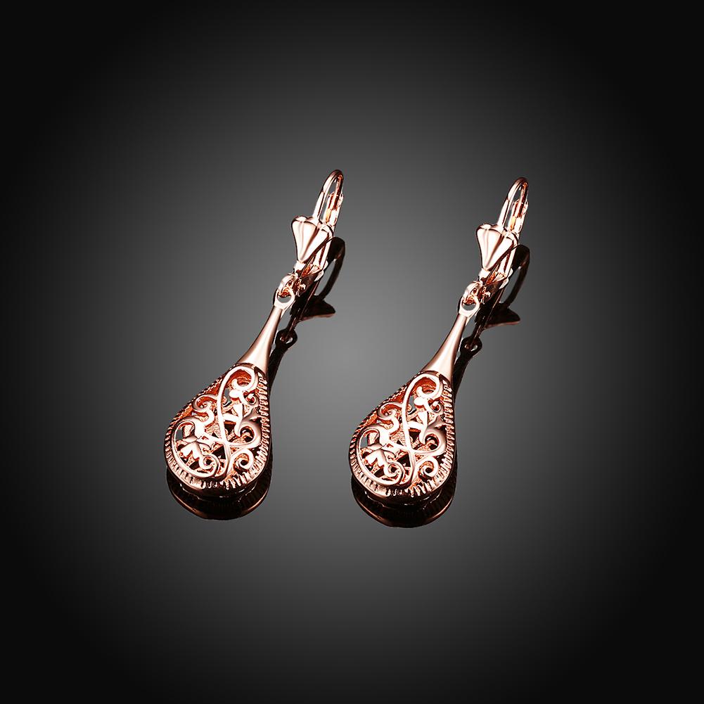 RoseGoldtone-Gold Plated Bohemian Laser Cut Drop Earrings, Earring, Riakoob Jewelry, Riakoob Jewelry jewelryjewelry deals, swarovski crystal jewelry, groupon jewelry,, jewelry for mom,