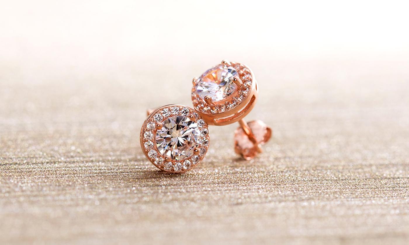3.44 CTTW Halo Stud Earrings with Swarovski Elements, , Riakoob Jewelry, Riakoob Jewelry jewelryjewelry deals, swarovski crystal jewelry, groupon jewelry,, jewelry for mom,