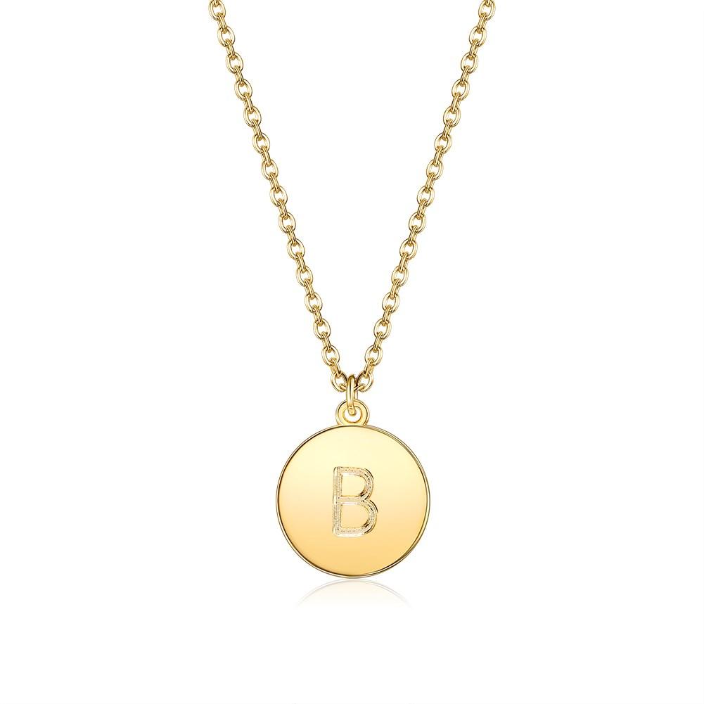 Smooth Disc Initial Necklace in Goldtone Filled - 26 Letters Available ITALY Design