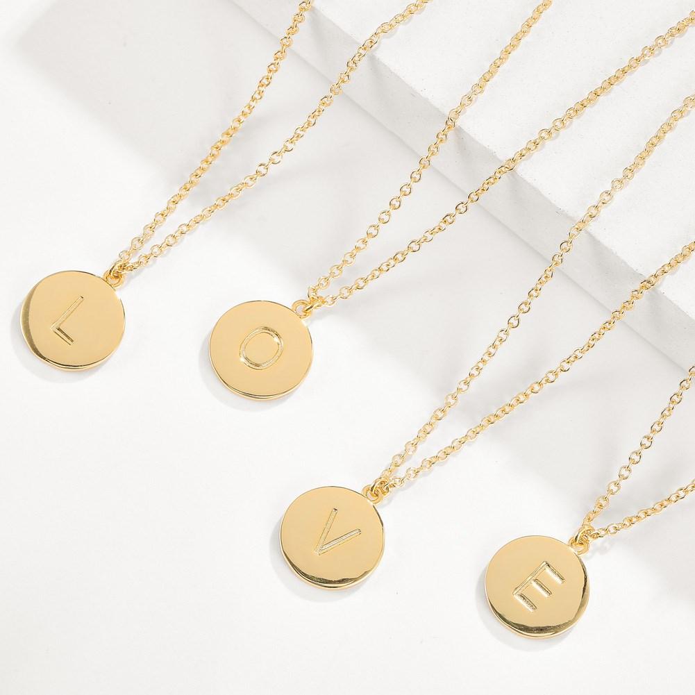 Smooth Disc Initial Necklace in Goldtone Filled - 26 Letters Available ITALY Design