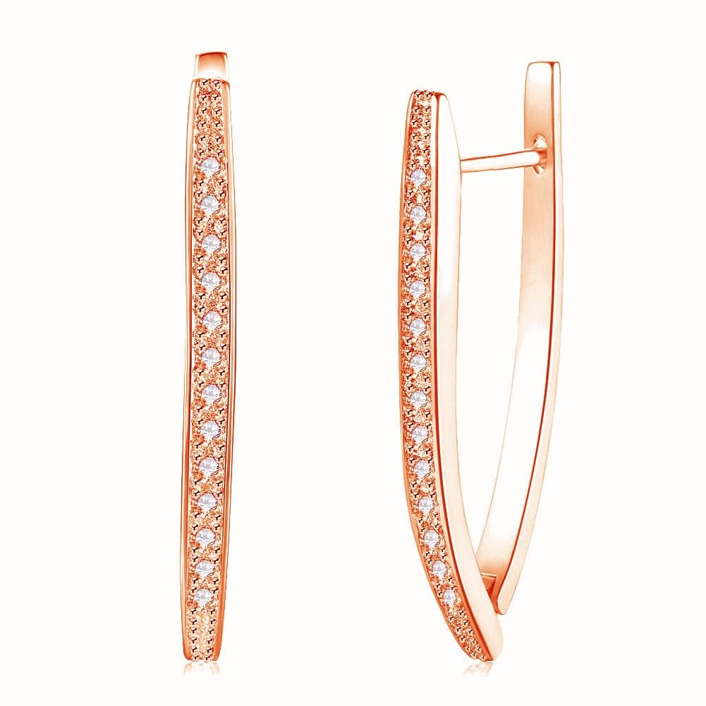 1.00 CT Dangling Pave Elements Teardrop Earrings in 14K Rose Gold Tone