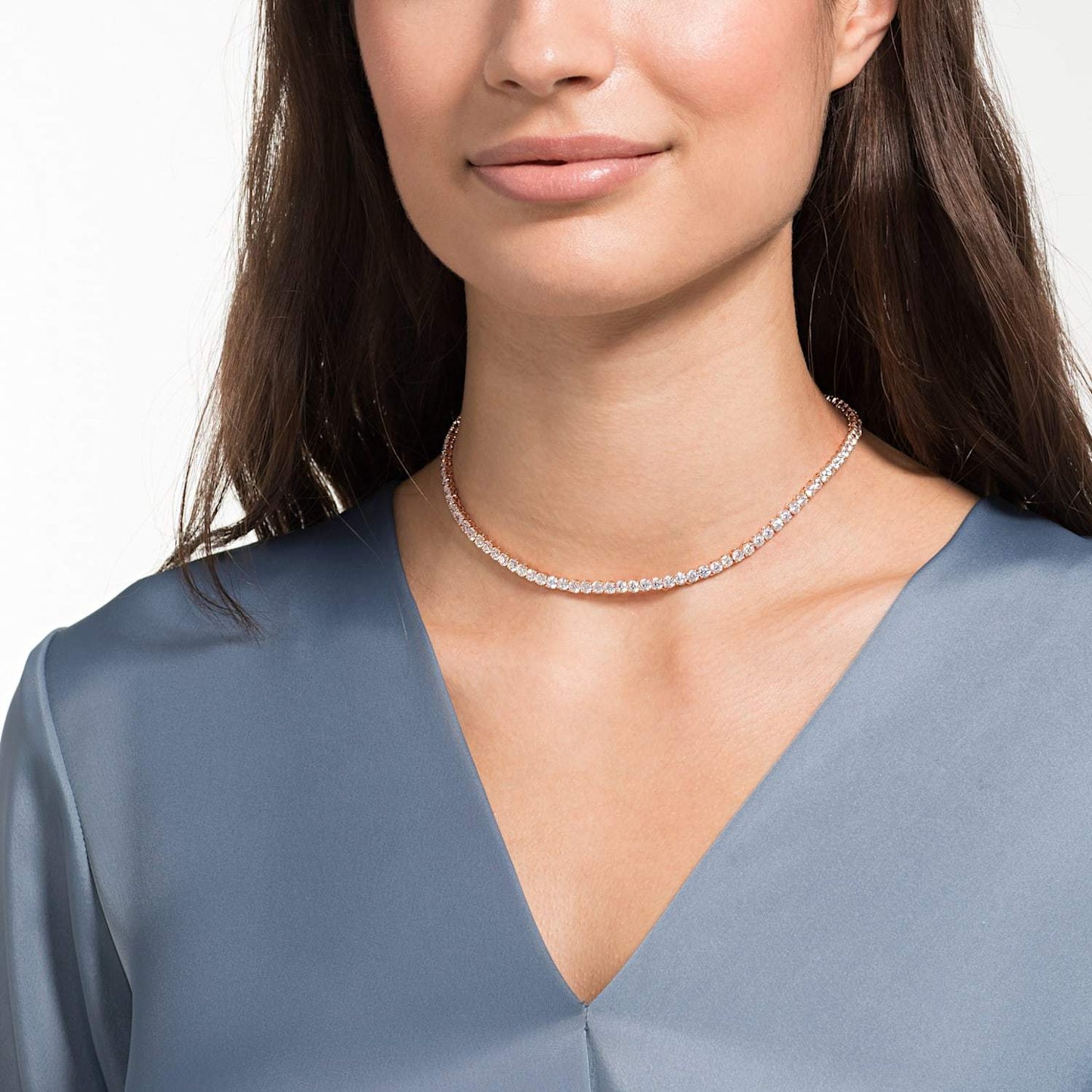 Swarovski Elements Tennis Necklace and Princess Halo Earring Set in Gold Tone - 3 Options Available ITALY Design