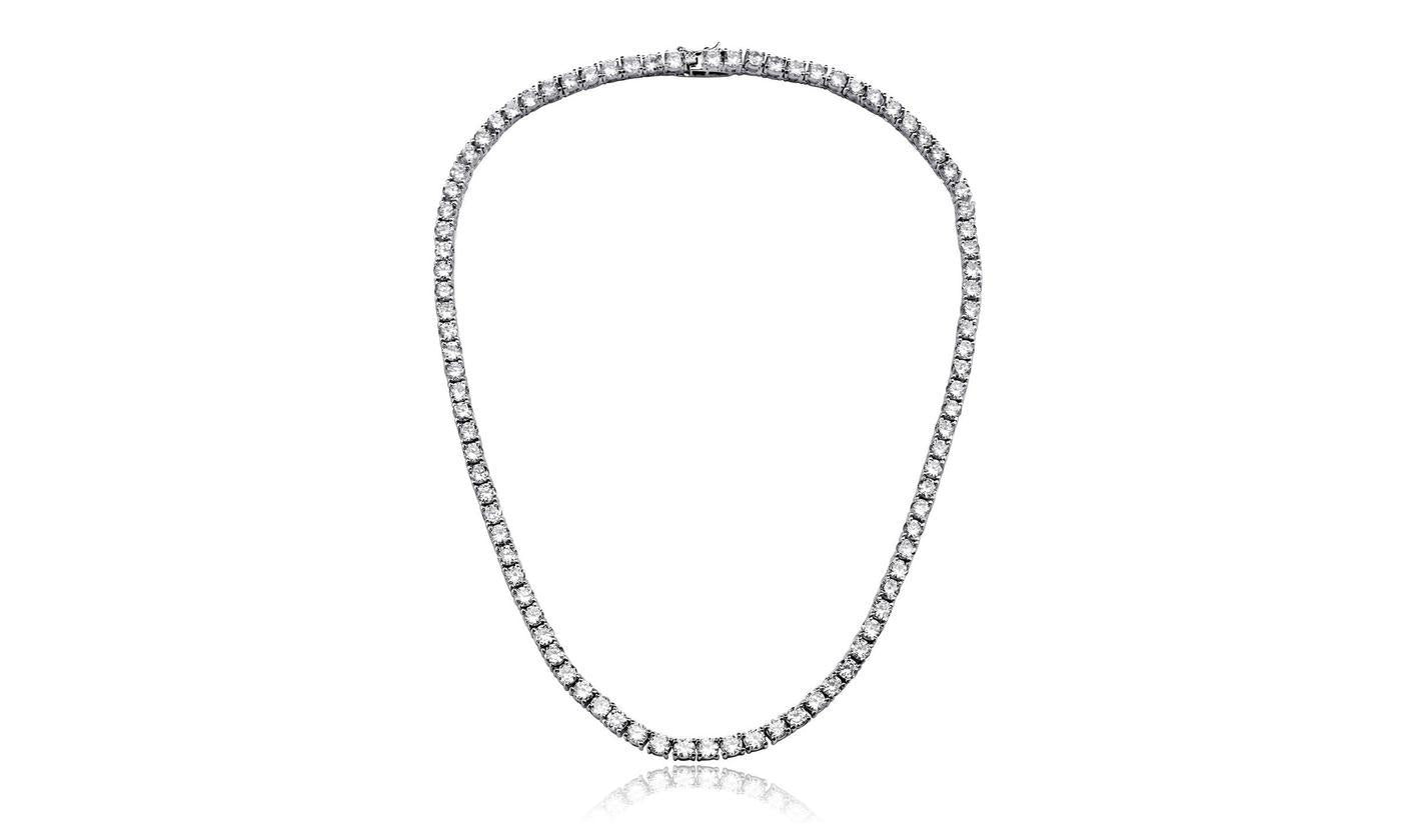 Tennis Necklace and Bracelet Set made With Luxe Crystals with Luxe Box - 18K White ITALY Design