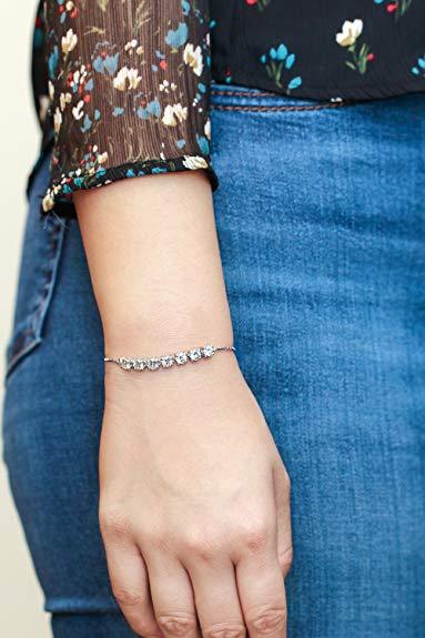 Seven Princess White Luxe Elements Bracelet in Silvertone ITALY Design