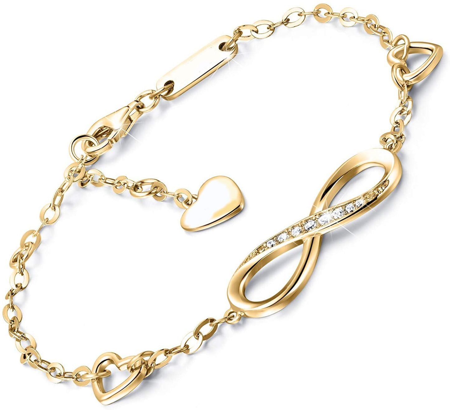 White Elements Infinite Pendant Chain Bracelet in Goldtone Tone
