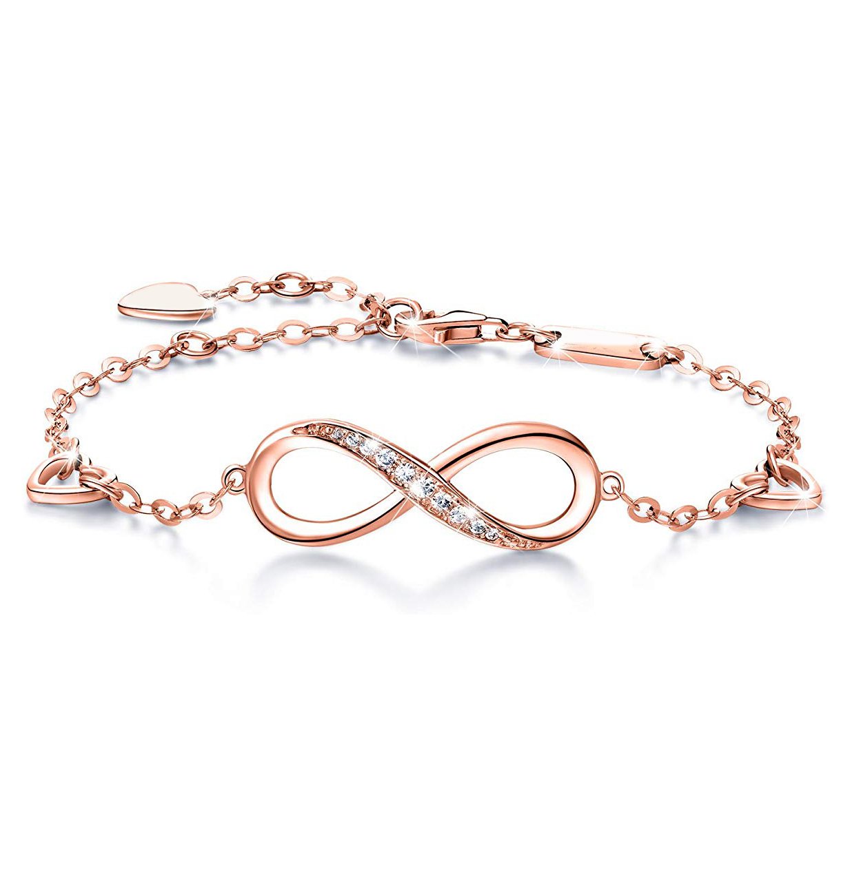 White Elements Infinite Pendant Chain Bracelet in 14K Rose Gold Tone