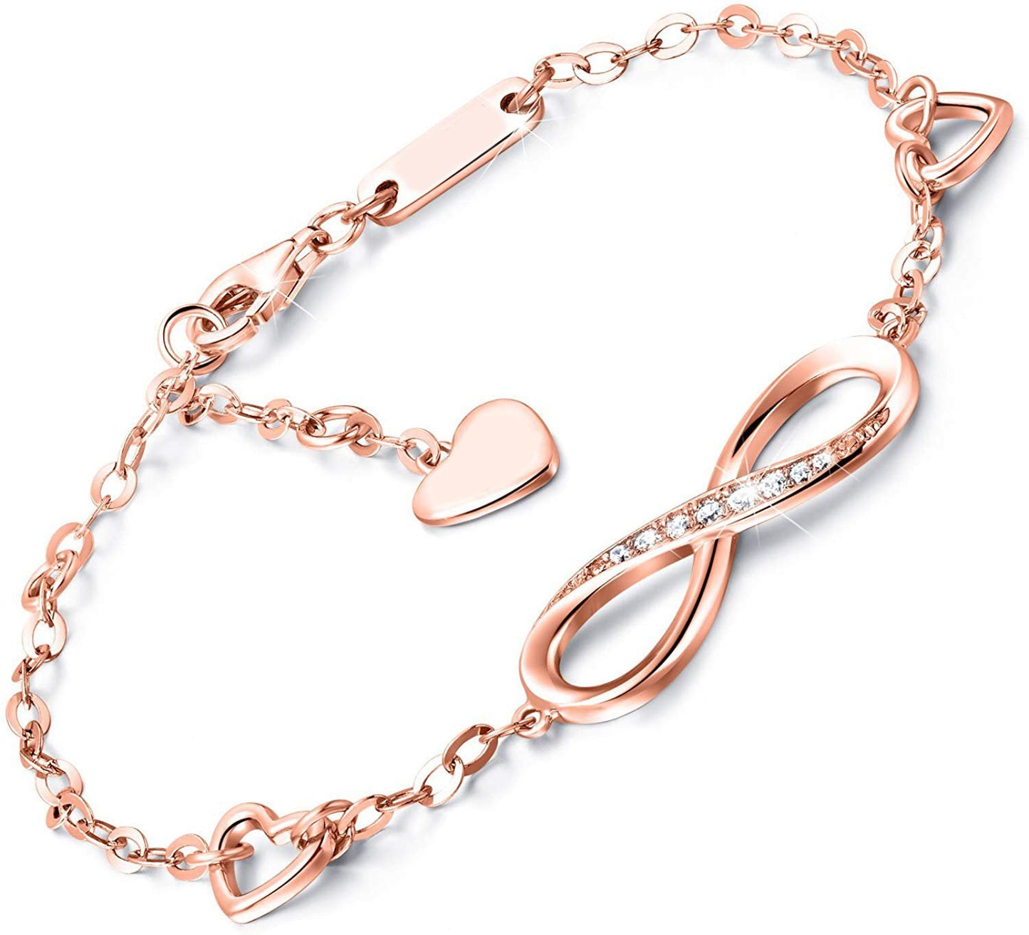 White Elements Infinite Pendant Chain Bracelet in 14K Rose Gold Tone
