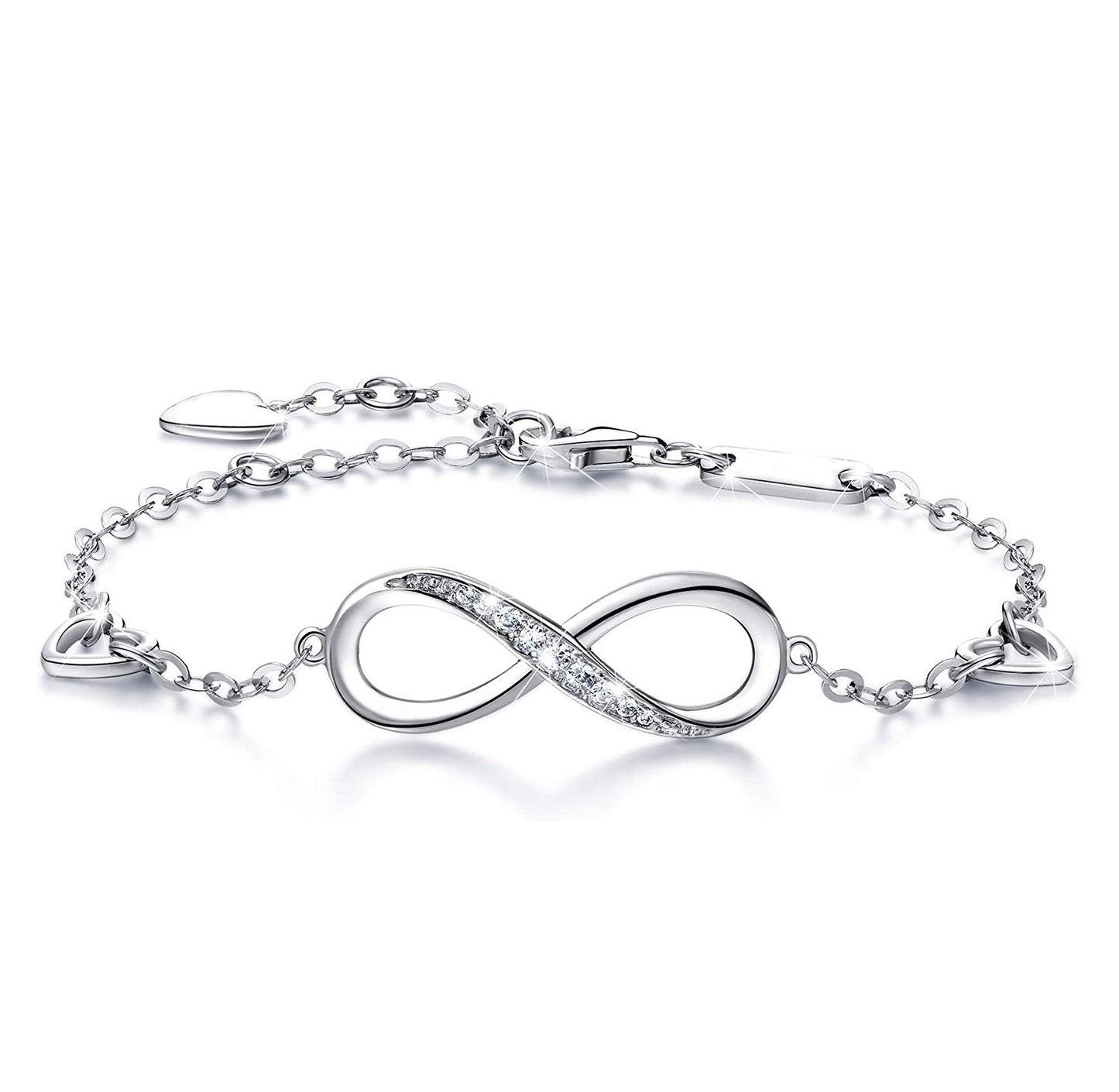 White Elements Infinite Pendant Chain Bracelet in 14K White Gold Tone