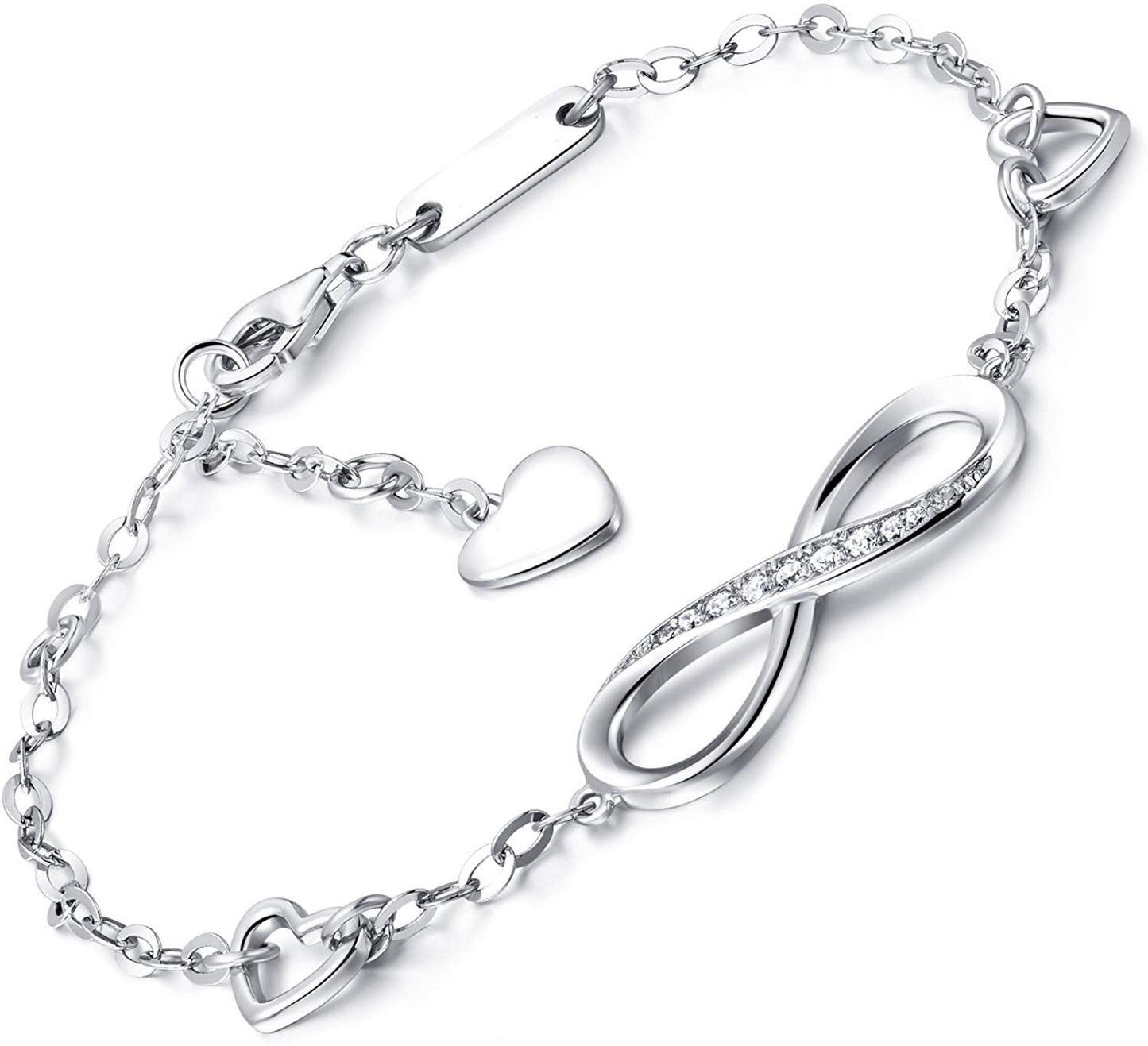 White Elements Infinite Pendant Chain Bracelet in 14K White Gold Tone