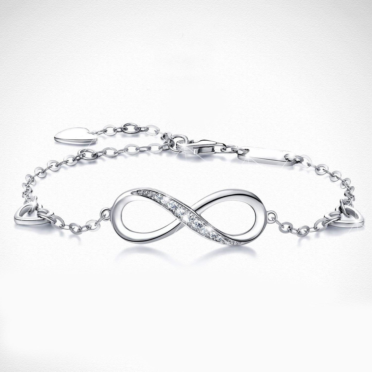 White Elements Infinite Pendant Chain Bracelet in 14K White Gold Tone