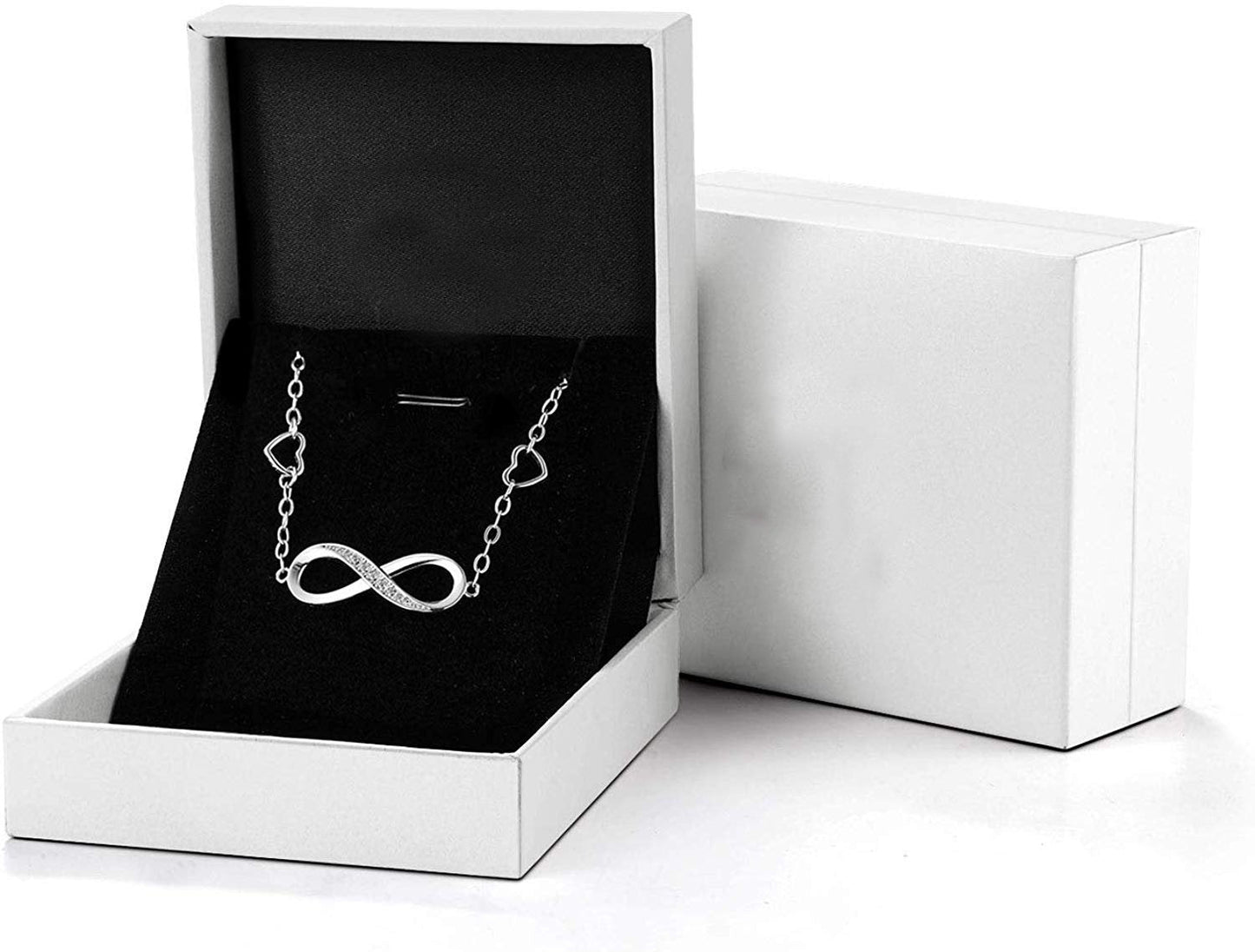White Elements Infinite Pendant Chain Bracelet in 14K White Gold Tone