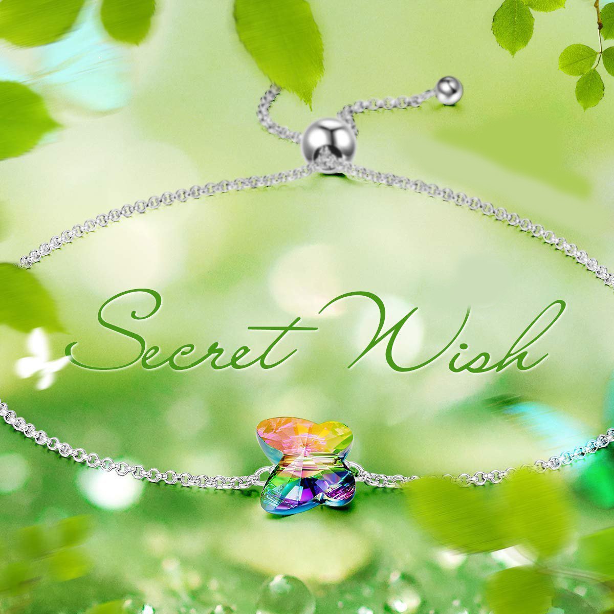 Rainbow Stone Butterfly Bracelet ITALY Design