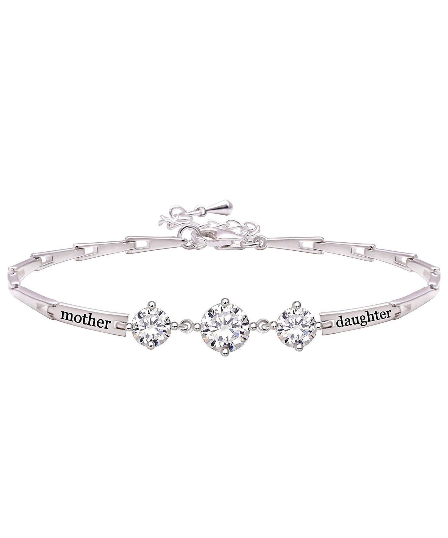 Triple Diamond Created Stone MOTHER-DAUGHTER Bracelet ITALY Design
